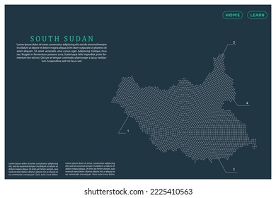 South Sudan Map - World map vector template with Grey dots, grid, grunge, halftone style isolated on green background for education, infographic, design, website, banner - Vector illustration eps 10