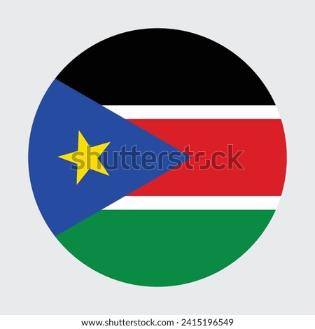 South Sudan national flag vector icon design. South Sudan circle flag. Round of South Sudan flag.
