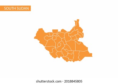 South Sudan orange map detailed vector.
