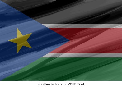 South Sudan painted / drawn vector flag. Dramatic, unusual look. Vector file contains flag and texture layers