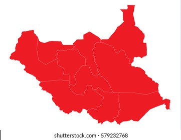 South Sudan Red Map