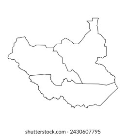 Mapa de las regiones de Sudán del Sur. Ilustración vectorial.