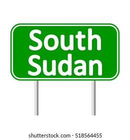 South Sudan road sign isolated on white background.
