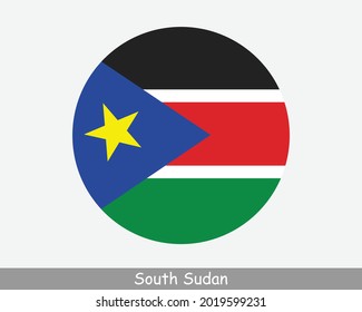 South Sudan Round Circle Flag. South Sudanese Circular Button Banner Icon. EPS Vector svg