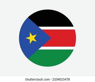 South Sudan Round Country Flag. South Sudanese Circle National Flag. Republic of South Sudan Circular Shape Button Banner. EPS Vector Illustration. svg