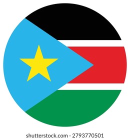 South Sudan Round Flag Icon High Quality National Flag Isolated on Transparent Background