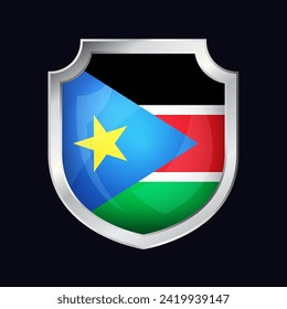 South Sudan Silver Shield Flag Icon