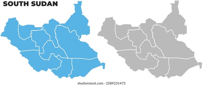 South Sudan simple maps flat illustration