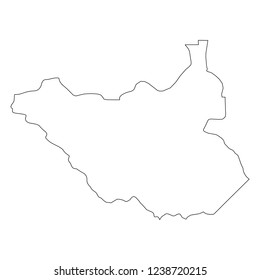 South Sudan - solid black outline border map of country area. Simple flat vector illustration.
