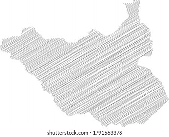 Südsudan - schwarze Silhouettenkarte des Landgebiets. Einfache flache Vektorgrafik.