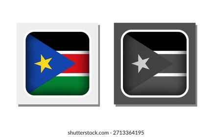 Ícone de Bandeira Arredondada Quadrada do Sudão do Sul