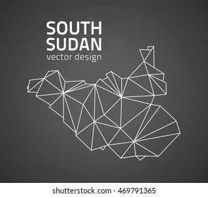 South Sudan vector dark polygonal outline map