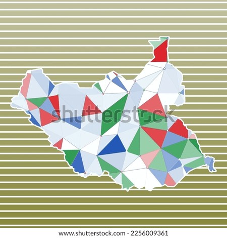 South Sudan vector illustration. South Sudan design on gradient stripes background. Technology, internet, network, telecommunication concept. Superb vector illustration.