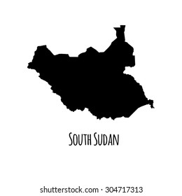 South Sudan vector map black outline map with caption on white background. 