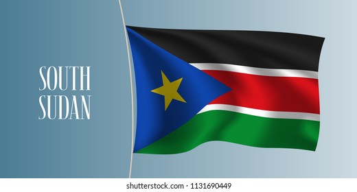 South Sudan waving flag vector illustration. Iconic design element as a national Sudanese symbol 