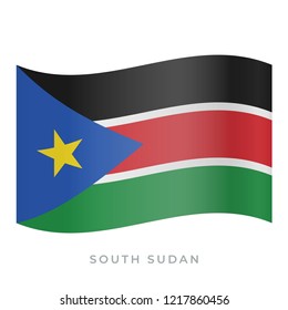 South Sudan waving flag vector icon. National symbol of South Sudan. Vector illustration isolated on white.