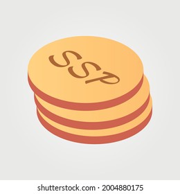 South Sudanese pound
 South Sudan currency symbol coin isometric vector illustration design
