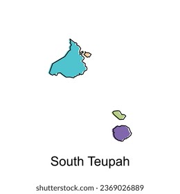 Mapa de Ciudad del Sur de Teupah. mapa vectorial de la provincia de Aceh capital País diseño colorido, ilustración plantilla de diseño sobre fondo blanco