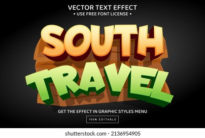 South travel 3D editable text effect template