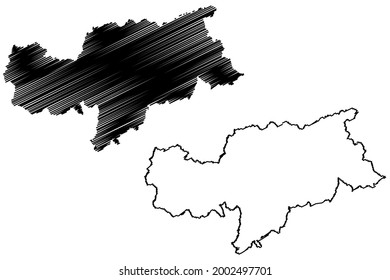 South Tyrol (Italy, Italian Republic, Trentino-South Tyrol or Trentino-Alto Adige, Sudtirol Autonomous region) map vector illustration, scribble sketch Autonomous Province Bolzano – South Tyrol map