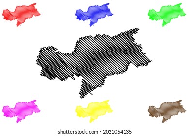 South Tyrol (Italy, Italian Republic, Trentino-South Tyrol or Trentino-Alto Adige, Sudtirol Autonomous region) map vector illustration, scribble sketch Autonomous Province Bolzano – South Tyrol map