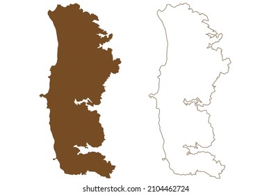 South Uist island (United Kingdom of Great Britain and Northern Ireland, Scotland, Outer Hebrides) map vector illustration, scribble sketch Isle of South Uist map