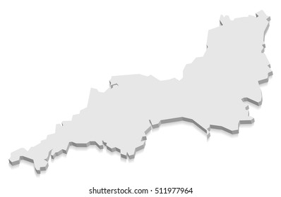 South West England Map Grey 3D