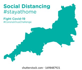 Südwestengland-Karte mit Social Distancing stayathome-Tag