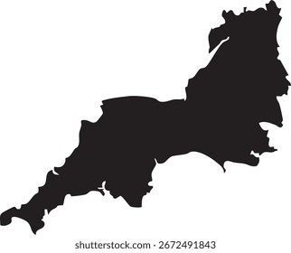 South West England Map Solid Black Silhouette