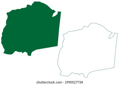 South West Garo Hills district (Meghalaya State, Republic of India) map vector illustration, scribble sketch South West Garo Hills map