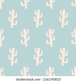 South western Cacti simple boho seamless pattern. Southwest vector repeat texture. Hand drawn Doodles tropical summer background. Modern textile, print, wallpapers, wrapping paper.