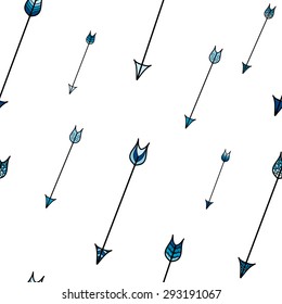 South Western l Arrows Vector seamless pattern. Winter blue colors