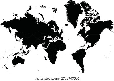 South Up World Map, Upside Down Reversed World Map, North-South Bias Map Design Vetor Editável