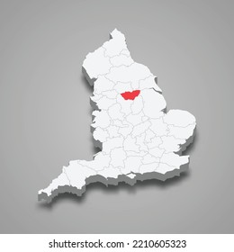 South Yorkshire county location within England 3d isometric map