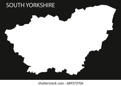 South Yorkshire England UK map black inverted silhouette illustration