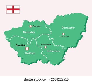 South Yorkshire map in England. Vector illustration