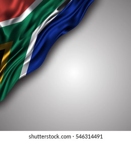 south-african waving silky flag isolated on gray background, can be used in many topic like national day, south-africa national and international events