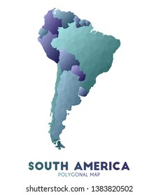 South-america Map. admirable low poly style continent map. Cool vector illustration.