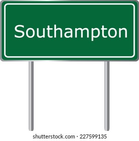 Southampton , United Kingdom , road sign green vector illustration, road table