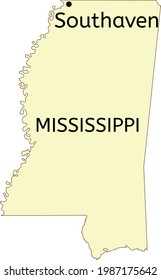 Southaven City Location On Mississippi State Map