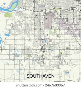 Southaven, Mississippi, Estados Unidos mapa poster art