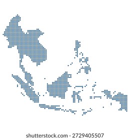 Mapa de Vector de puntos azules del sudeste asiático para ASEAN DEFA e integración digital