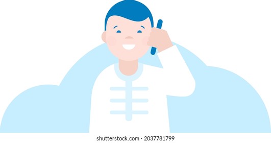 Southeast Asia country man in cute cartoon illustration. Business illustration. Customer support.