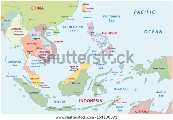 東南アジアの地図 のベクター画像素材 ロイヤリティフリー 151138391