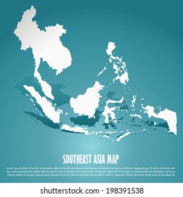 Southeast Asia map, AEC, Asean Economic Community map on green background, vector illustration, EPS10