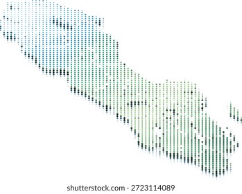Southeast Asia map constructed from green blue dots region points