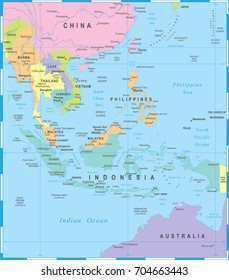 Southeast Asia Map - Detailed Vector Illustration