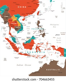 Southeast Asia Map - Detailed Vector Illustration