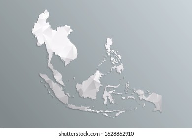 Southeast Asia map gray in polygonal style on gradient background. isolated vector illustration eps 10.