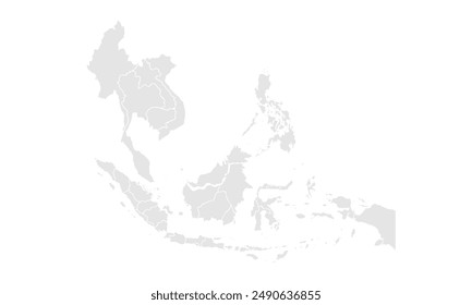 Southeast asia map Grayscale,isolated on white background for website layouts,background,education, precise,customizable,Travel worldwide,map silhouette backdrop,earth geography, political,reports.